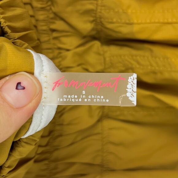 FREE PEOPLE Movement S The Way Home Shorts Smocked Waist Mustard Yellow Gold - Picture 7 of 10